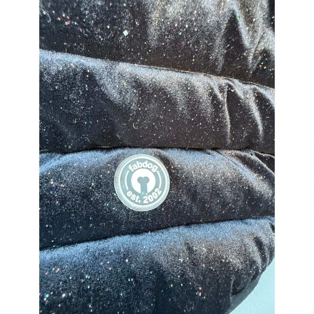 NWT, Fabdog Dog Puffer Jacket, Black, Sparkling/Glittery Large